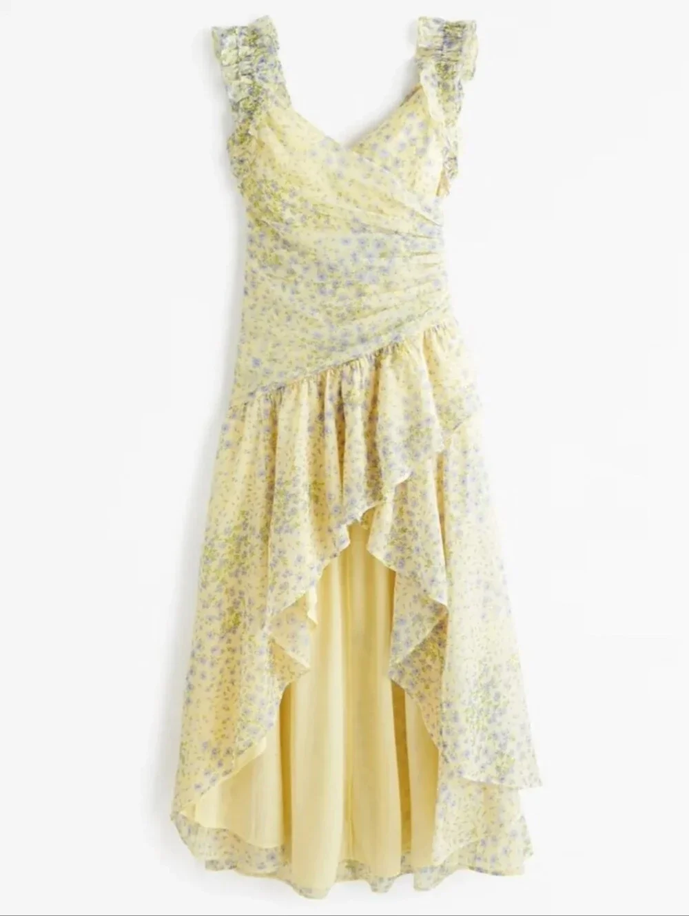 Abercrombie & Fitch Ruffle Strap High Low Chiffon Floral Maxi Dress